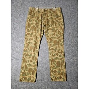 William Rast Pants Mens 36x32 Tan Camo Tapered Leg Button Fly Cotton